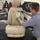 Illustration for article titled I Can't Look Away From This Guy Gutting A Mercedes-Benz S-Class Seat